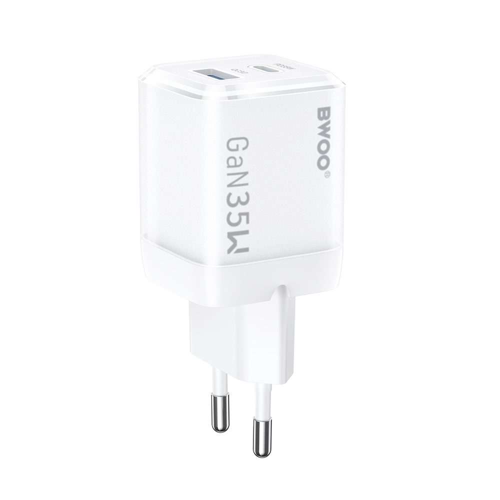 BWOO GaN wall charger CDA222 PD 35W 1 x USB 1 x USB-C, white