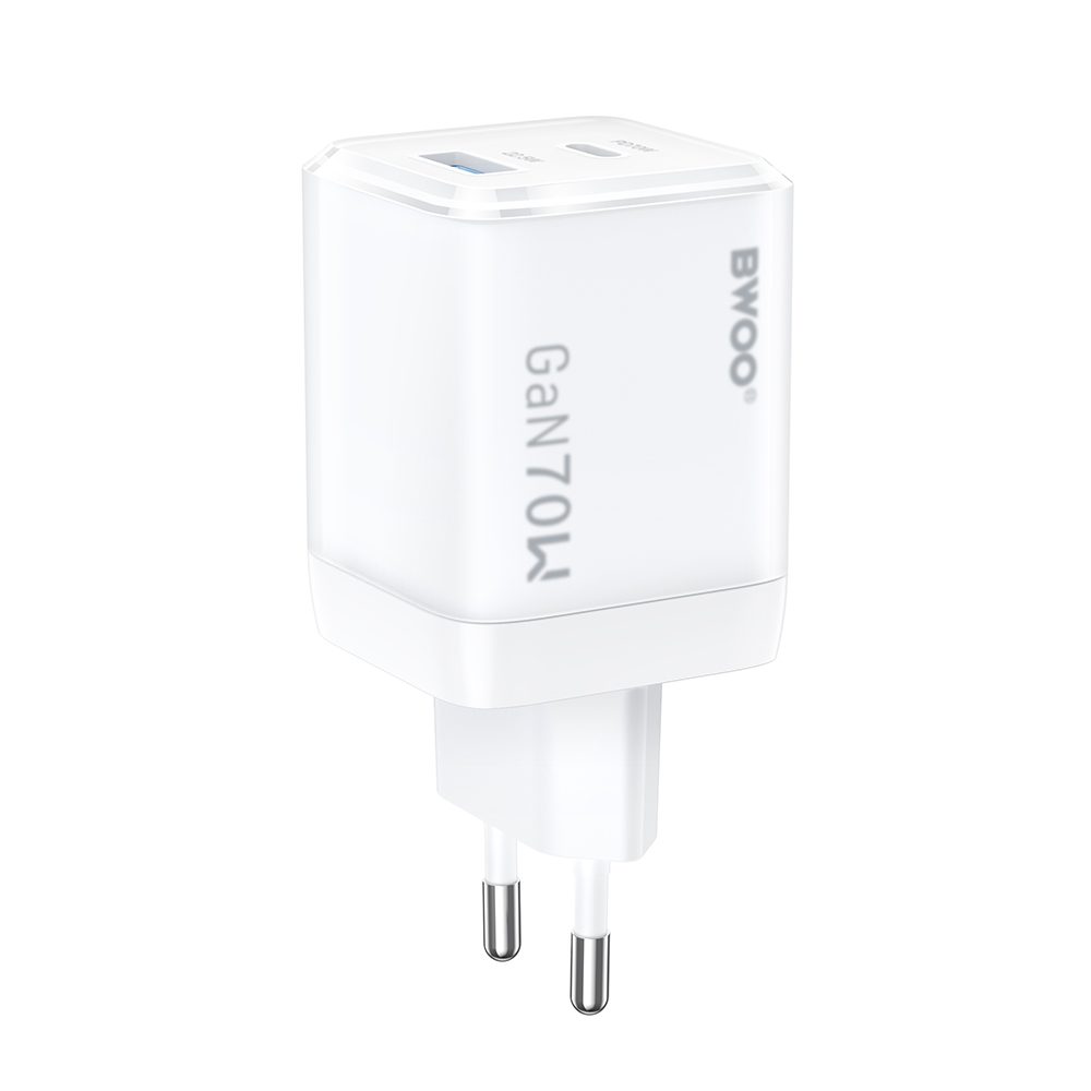 BWOO GaN wall charger CDA224 QC 70W 1 x USB 1 x USB-C, white