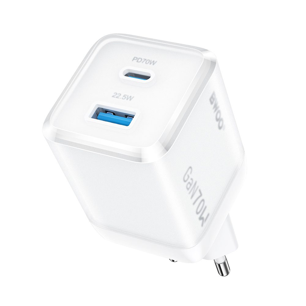 BWOO GaN wall charger CDA224 QC 70W 1 x USB 1 x USB-C, white