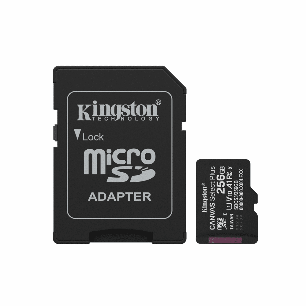 Kingston memory card 256GB microSDXC Canvas Select Plus Gen3 150MB/s A1 Card + Adapter