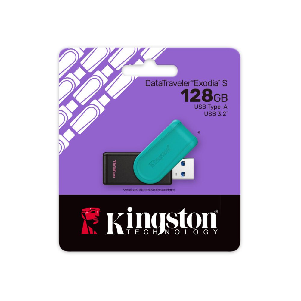 Kingston pendrive 128GB Portable USB 3.2 Gen 1 DataTraveler Exodia S (Black/Turquoise)