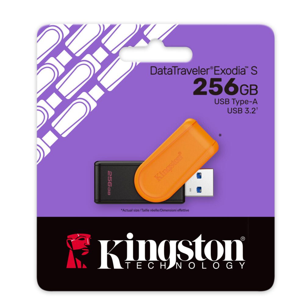 Kingston pendrive 256GB Portable USB 3.2 Gen 1 DataTraveler Exodia S (Black/Orange)