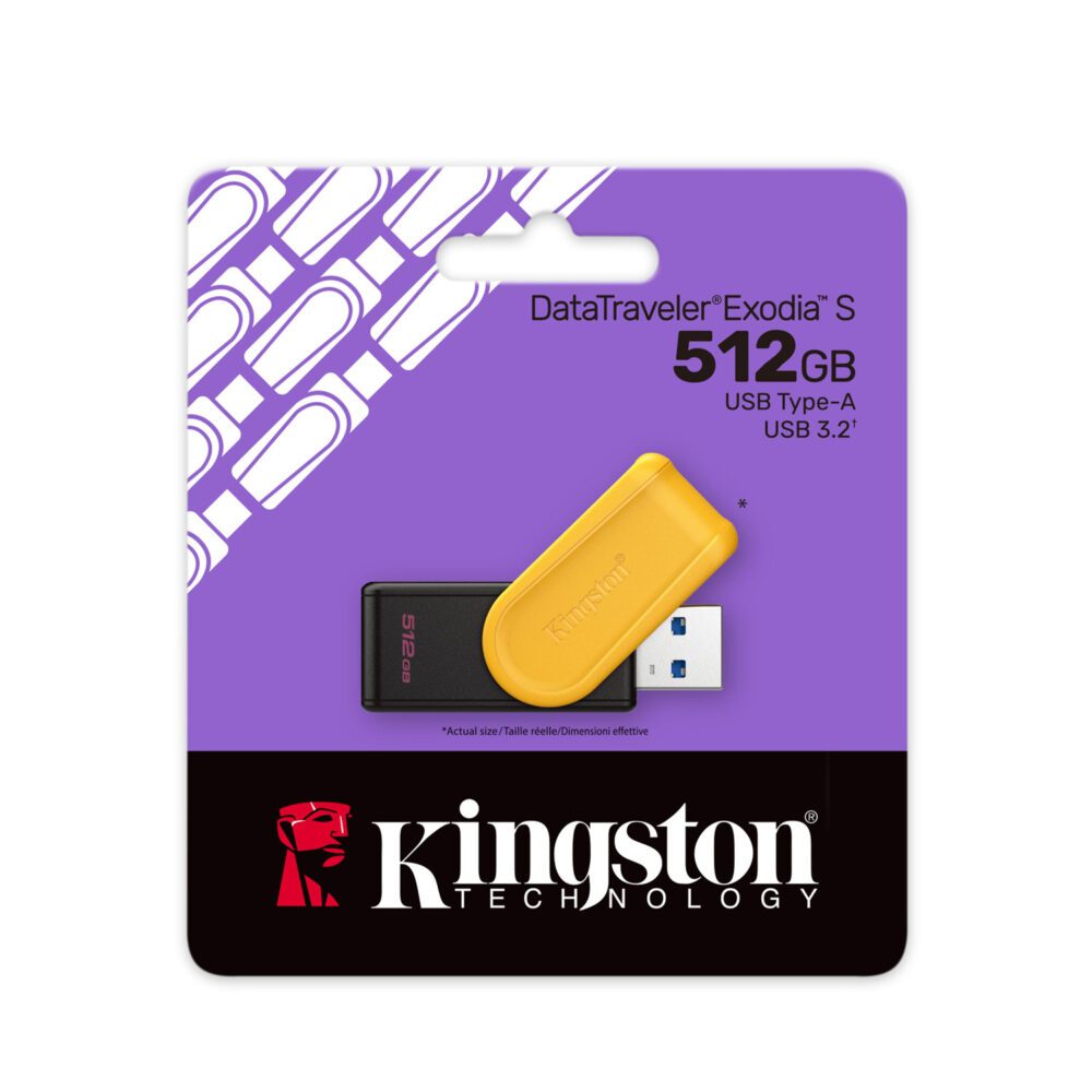 Kingston pendrive 512GB Portable USB 3.2 Gen 1 DataTraveler Exodia S (Black/Yellow)