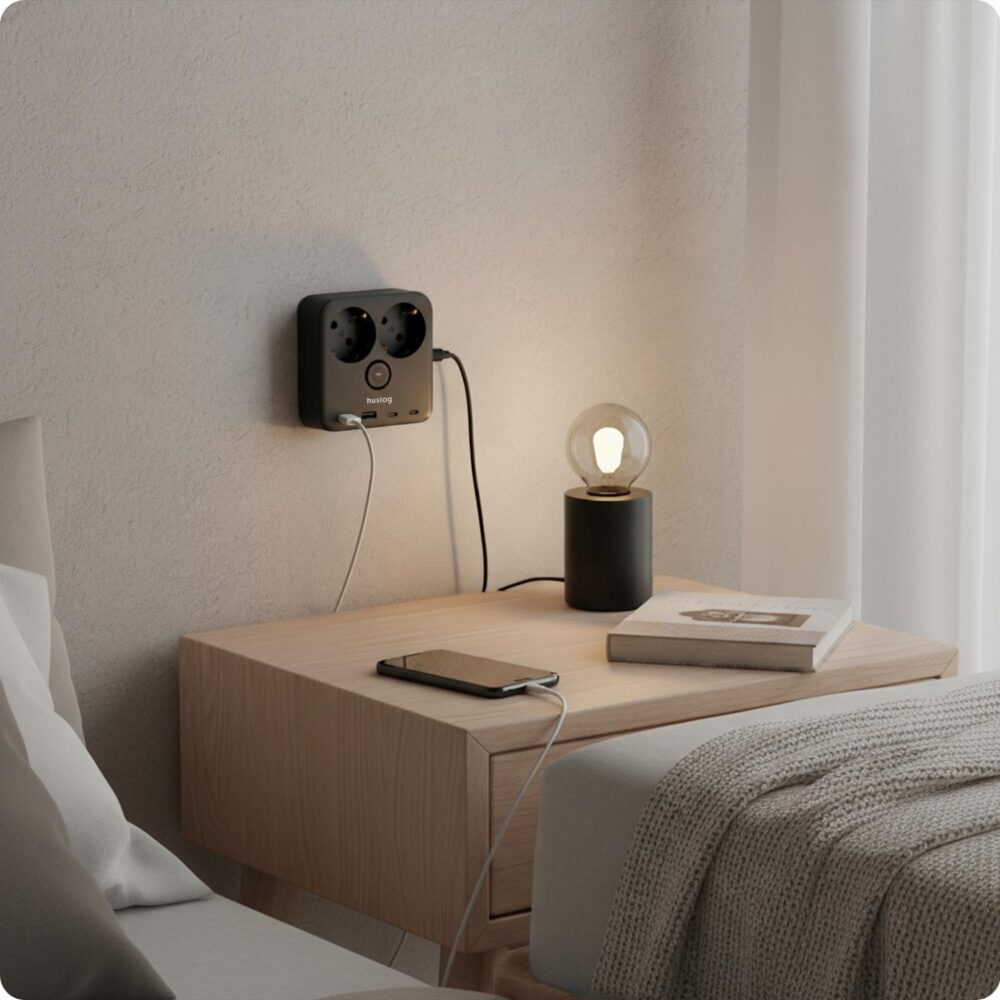 Huslog Power strip with phone holder HUS1055