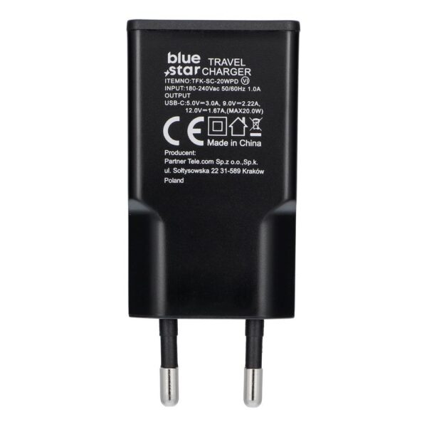 5993993e189691335bfaae8fbc91a9ad Travel charger Blue Star Slim GaN 1x Type C PD QC4.0 3A 20W black