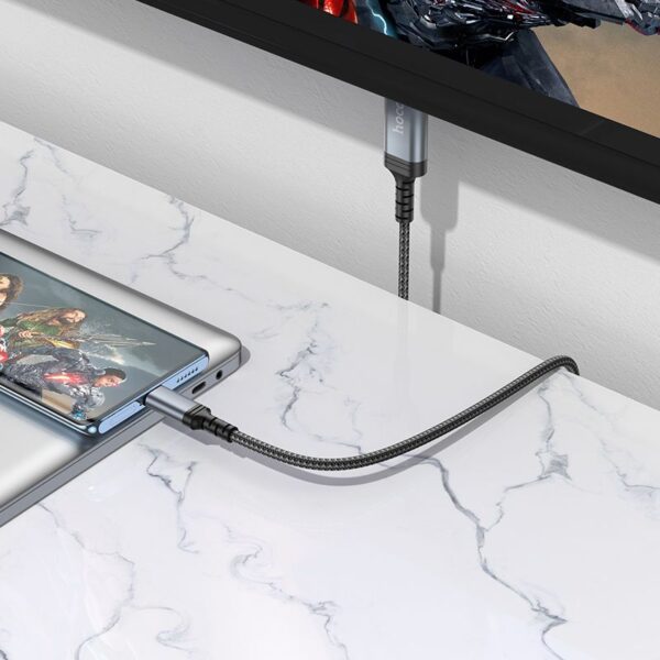 Screen mirroring cable USB C to HDMI Hoco 4K 30Hz 1,8 m UA43 metal gray