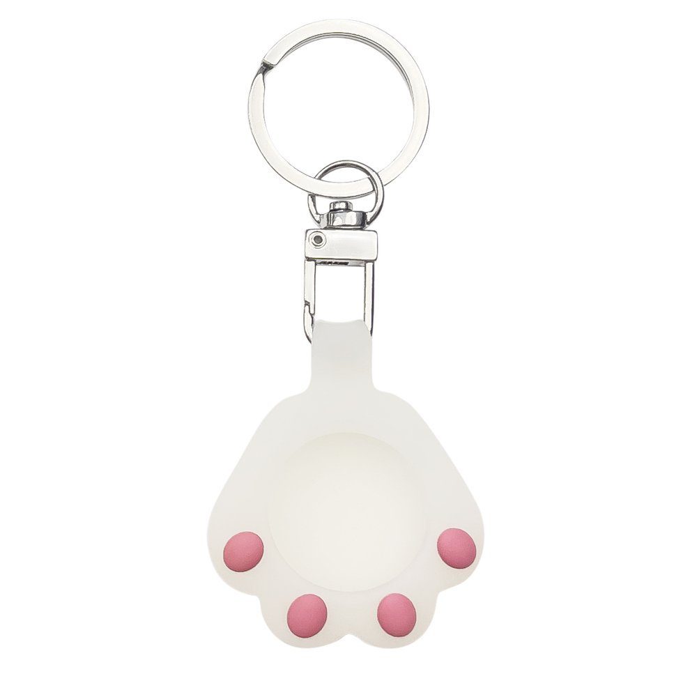 72470_2 Cat Paw AirTag Case Silicone Case Keychain Pendant for AirTag whiteeng