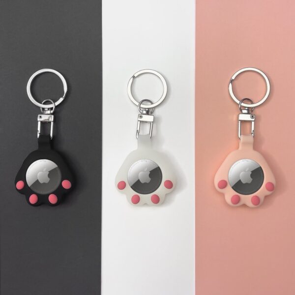 72470_3 Cat Paw AirTag Case Silicone Case Keychain Pendant for AirTag whiteeng