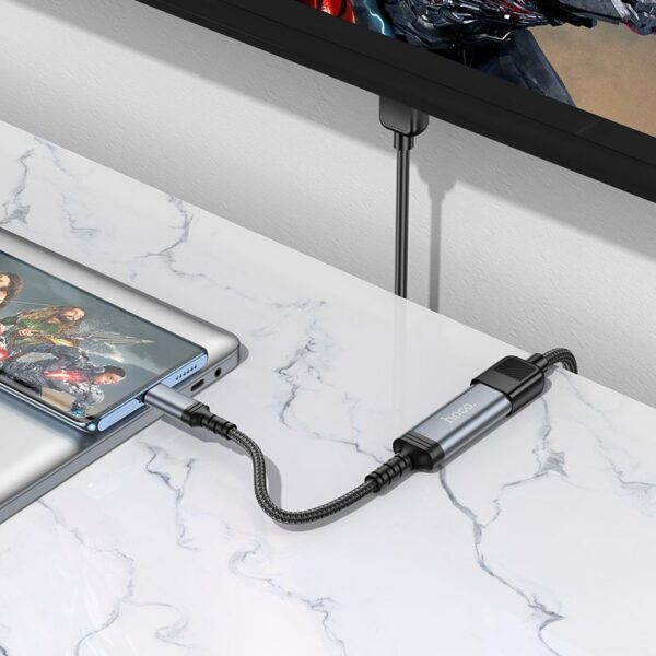 Cable USB C to HDTV conversion cable Hoco 4K 30Hz 0,2 m UA43A metal gray