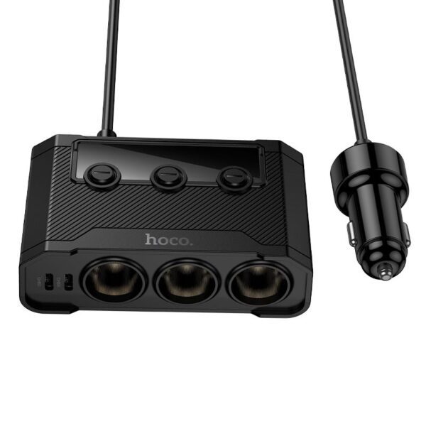 Car charger Hoco 2xUSB A + 2xUSB C+3x cigarette lighter ports PD QC3.0 240W Z64 black