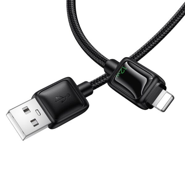 Cable with LCD USB A to Lightning Hoco 2,4A 1,2 m U146 black