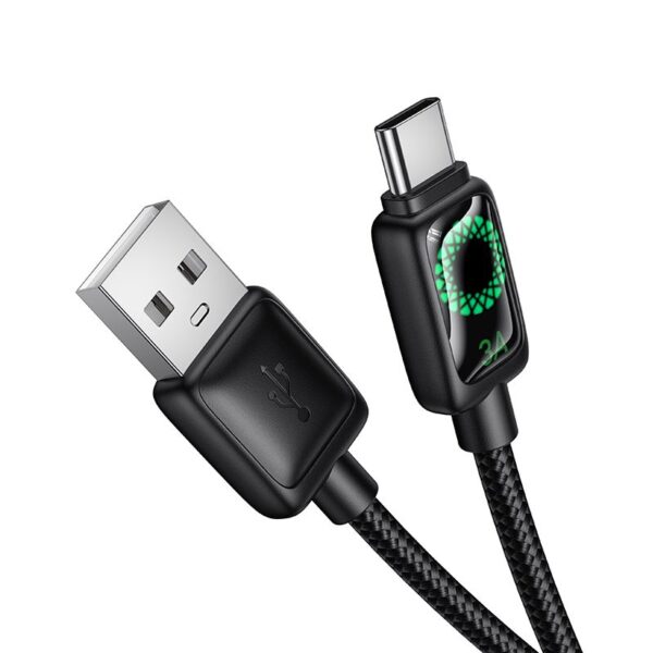 Cable with LCD USB A to USB C Hoco 3A 1,2 m U146 black