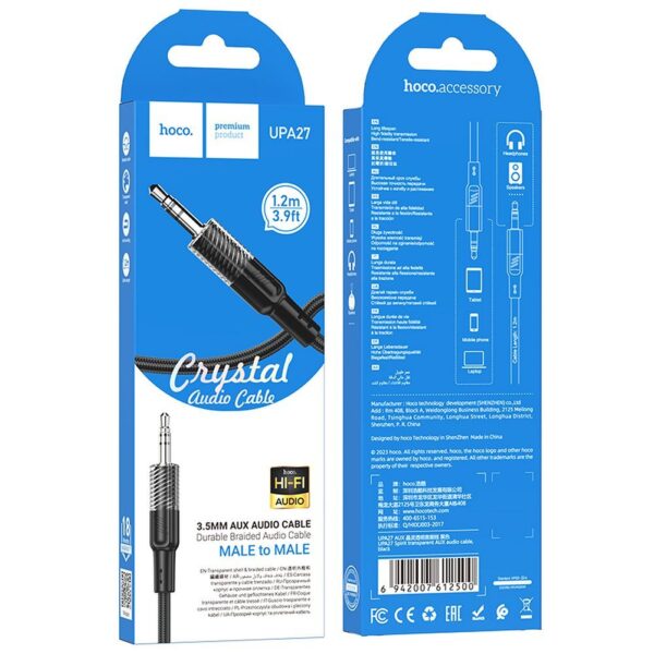 Cable AUX Jack 3,5 mm to Jack 3,5 mm Hoco 1,2 m UPA27 black