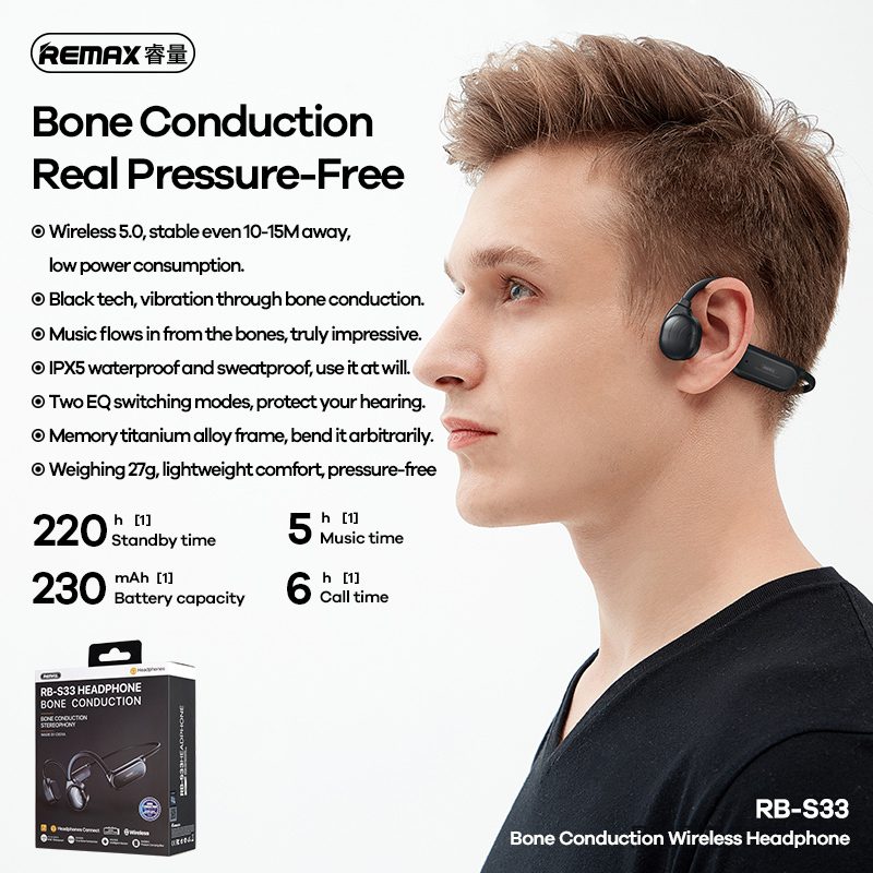 REMAX Słuchawki Bluetooth Sportowe - RB-S33 Czarne