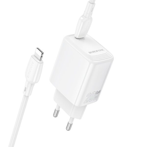 Borofone Wall charger BN26 Fuente - Type C - PD 20W with Type C to Lightning cable white