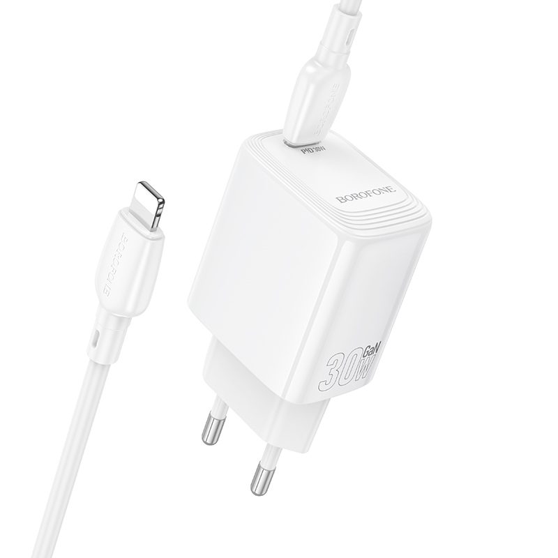 foto_add-334592 Borofone Wall charger BN28 Fuente - Type C - PD 30W with Type C to Lightning cable white