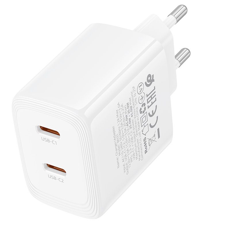 foto_add-334609 Borofone Wall charger BN31 Cargador GaN - 2xType C - QC 3.0 PD 45W white