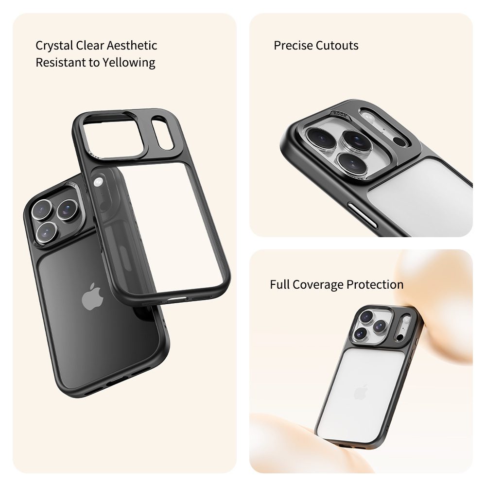 Rock Guard Series Case for Iphone 17 Pro Max transparent-black