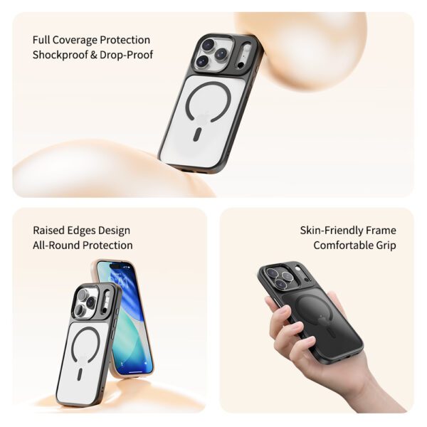 Rock Guard Series Magnetic Case for Iphone 17 Pro transparent-black