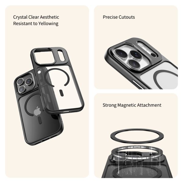 Rock Guard Series Magnetic Case for Iphone 17 Pro transparent-black