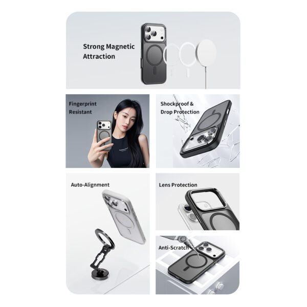 Rock Guard Touch Matte Series Magnetic Case for Iphone 17 Pro white (metal lens frame)