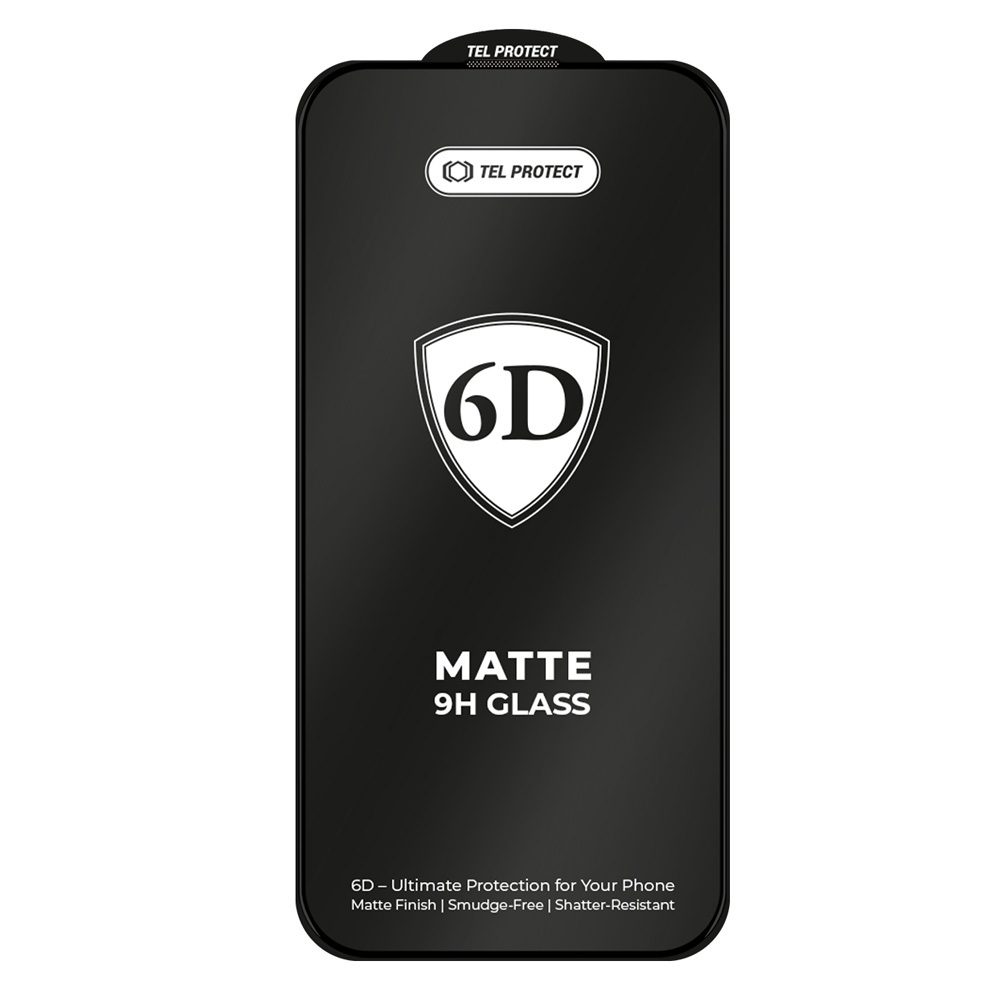 Hartowane szkło Tel Protect Full Glue 6D Matte do Iphone 15 Plus Czarne