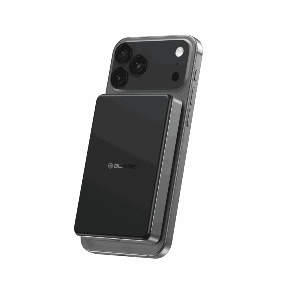 Blavec Power Bank 10000mAh BJ-05 Ultra Fast 16mm - Type C - Qi2.2 25W + PD 45W magnetic induction Magsafe 2 in 1 (PBBJ05-QI22MC10B) black aluminum