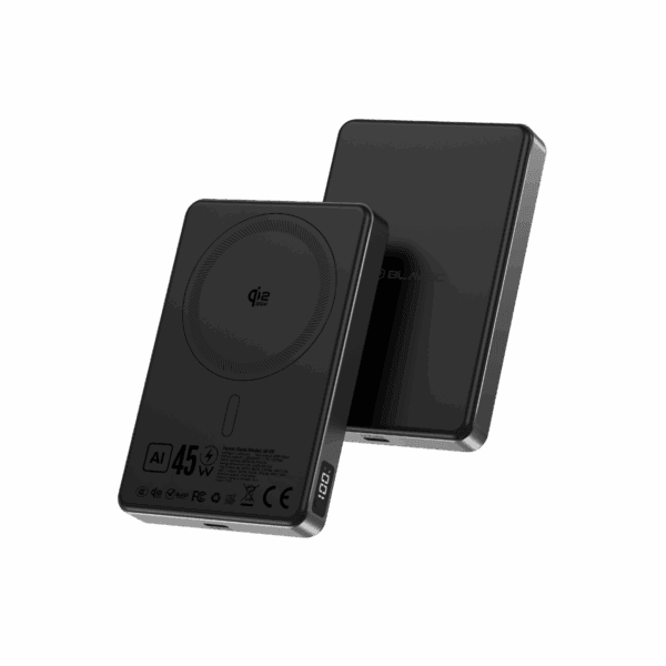 Blavec Power Bank 10000mAh BJ-05 Ultra Fast 16mm - Type C - Qi2.2 25W + PD 45W magnetic induction Magsafe 2 in 1 (PBBJ05-QI22MC10B) black aluminum