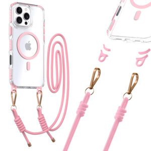 Tel Protect Strap Clear Case for Iphone 17 Air pink