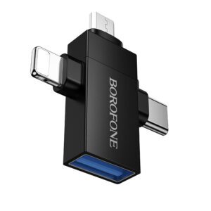 Borofone Adapter BV26D - USB to Lightning/Type C/Micro USB - black