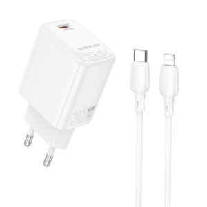 product-103581 Borofone Wall charger BN28 Fuente - Type C - PD 30W with Type C to Lightning cable white