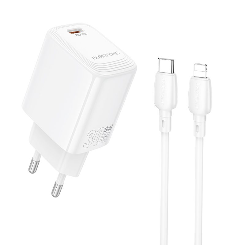 product-103581 Borofone Wall charger BN28 Fuente - Type C - PD 30W with Type C to Lightning cable white