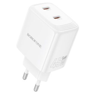 product-103754 Borofone Wall charger BN31 Cargador GaN - 2xType C - QC 3.0 PD 45W white
