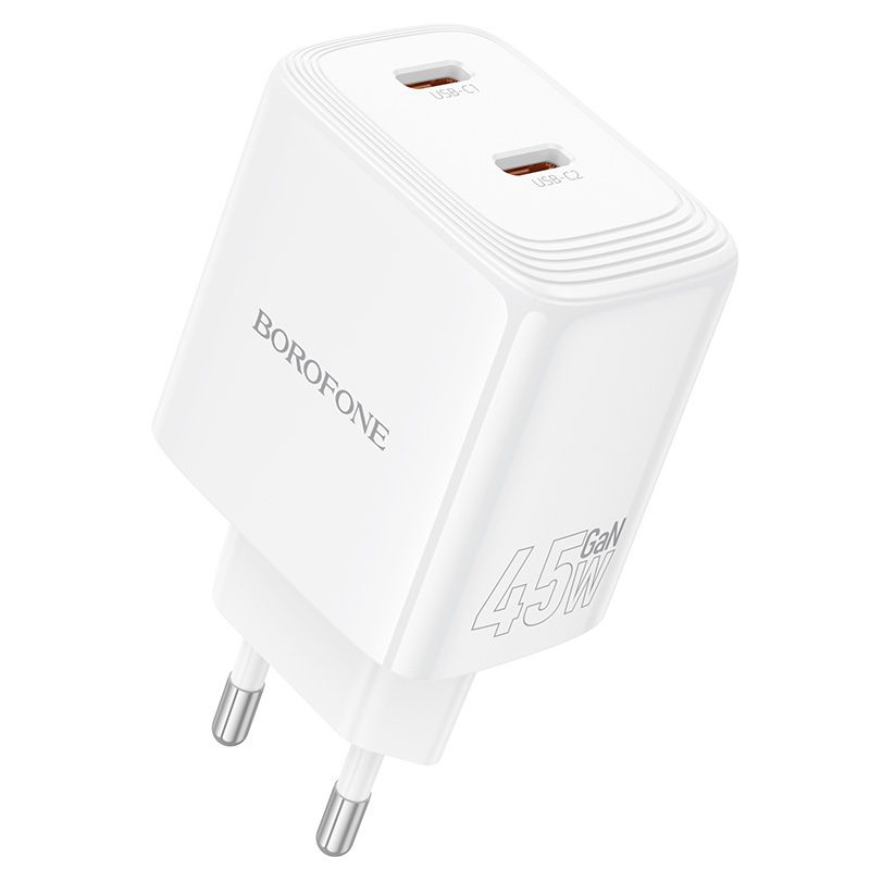 product-103754 Borofone Wall charger BN31 Cargador GaN - 2xType C - QC 3.0 PD 45W white