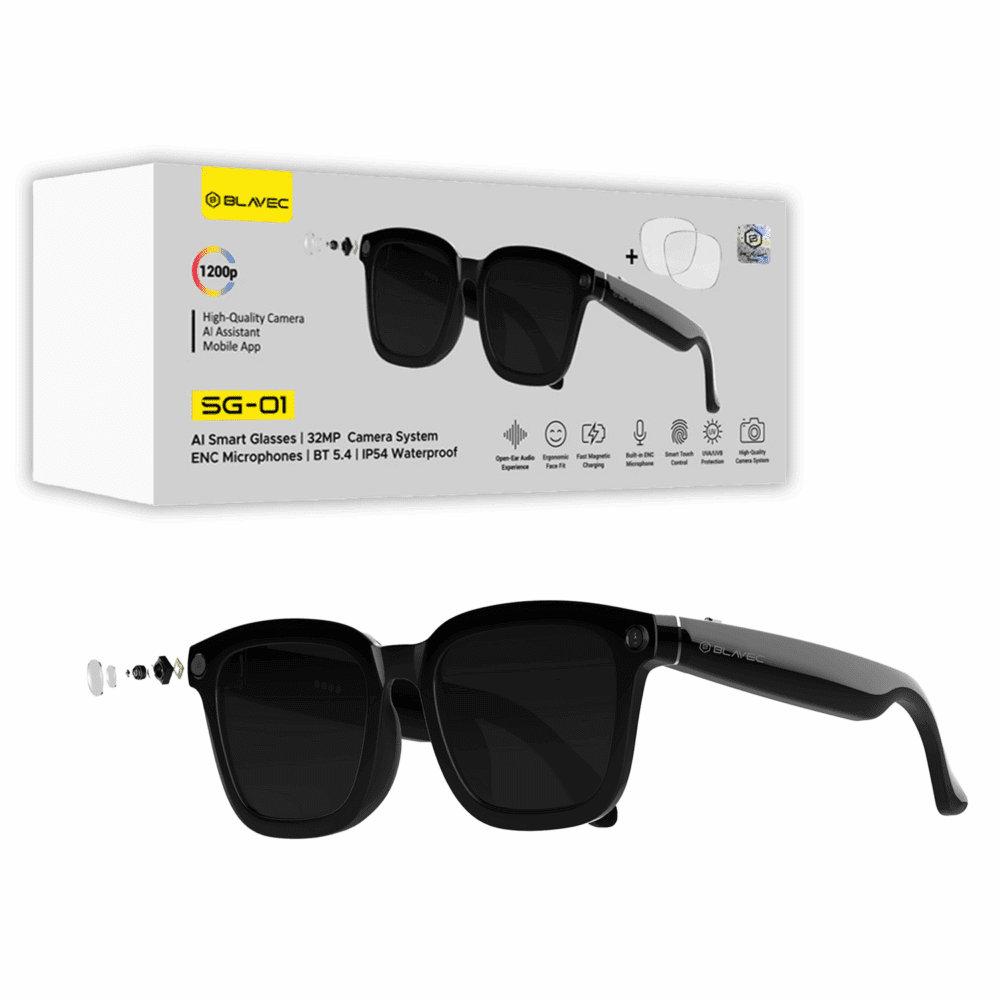 product-104634 Blavec Smartglasses Inteligentne okulary SG-01 kamera HD, AI, Wi-Fi (SG01-B) czarny