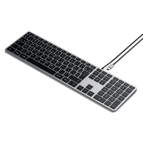 Wire keyboard USB C QWERTY Satechi Slim W3 Wired ST-UCSW3M space gray