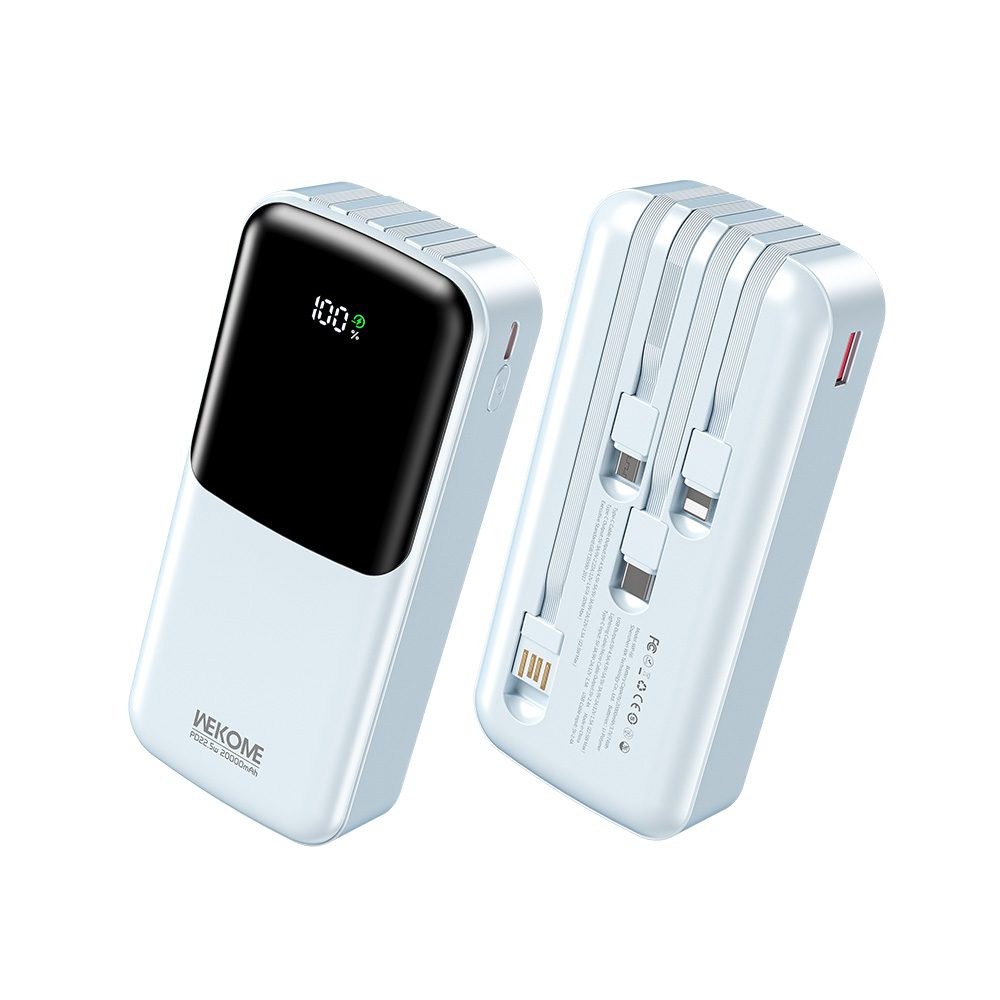 0285492 Power Bank 20000mAh PD 22,5W WK WP-66 2 Θέσεων, με καλώδιο USB-C/Lightning/Micro/USB Μπλέ