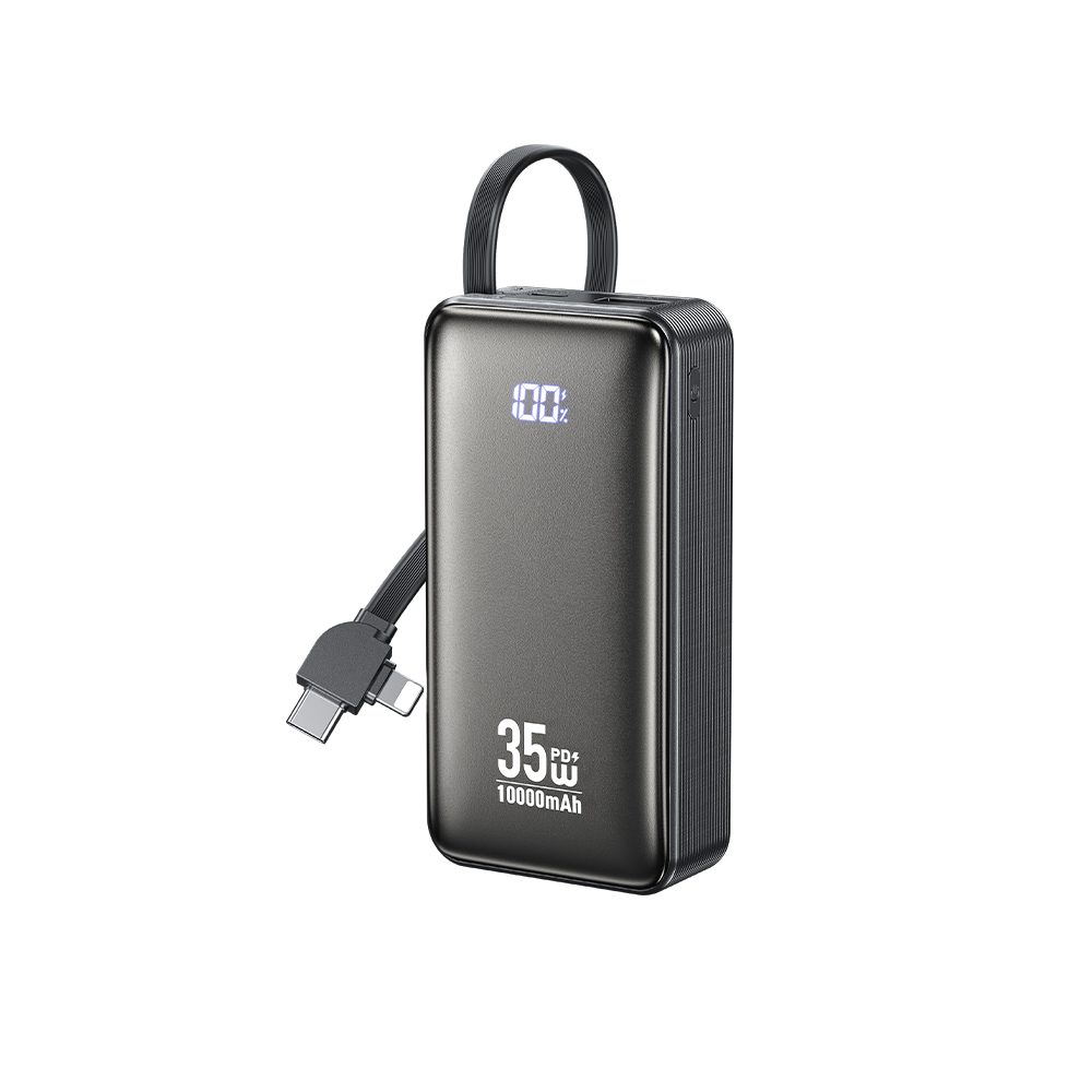 0285509 Power Bank 10000mAh PD 35W WK WP-61 2 Θέσεων, με καλώδιο USB-C/Lightning Μαύρο