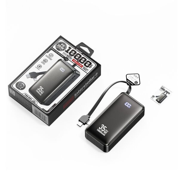 0285510 Power Bank 10000mAh PD 35W WK WP-61 2 Θέσεων, με καλώδιο USB-C/Lightning Μαύρο