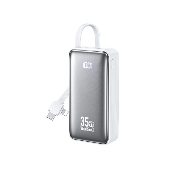 0285512 Power Bank 10000mAh PD 35W WK WP-61 2 Θέσεων, με καλώδιο USB-C/Lightning Λευκό
