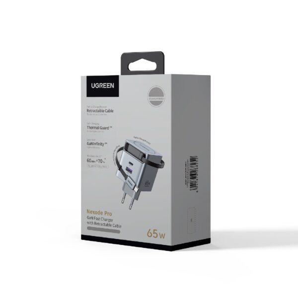 Φορτιστής Σπιτιού GaN PD 65W UGREEN X615 65825 2 Θέσεων, με καλώδιο USB-C 65W Γκρι
