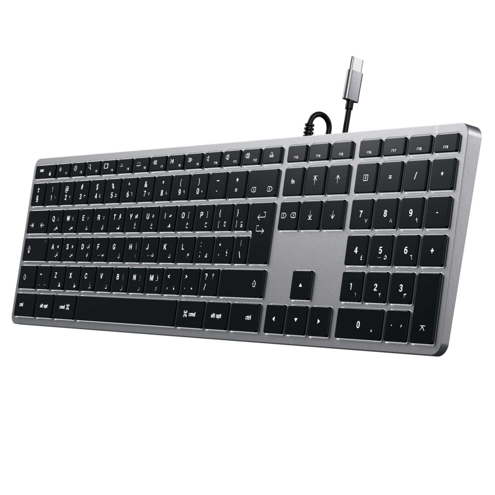 Wire keyboard USB C QWERTY Satechi Slim W3 Wired ST-UCSW3M space gray