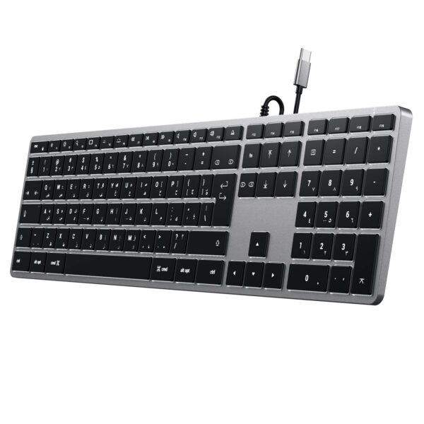 Wire keyboard USB C QWERTY Satechi Slim W3 Wired ST-UCSW3M space gray