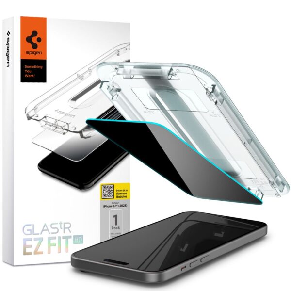 Spigen Glas.tR EZ Fit Privacy Tempered Glass for iPhone 15 / 16eng