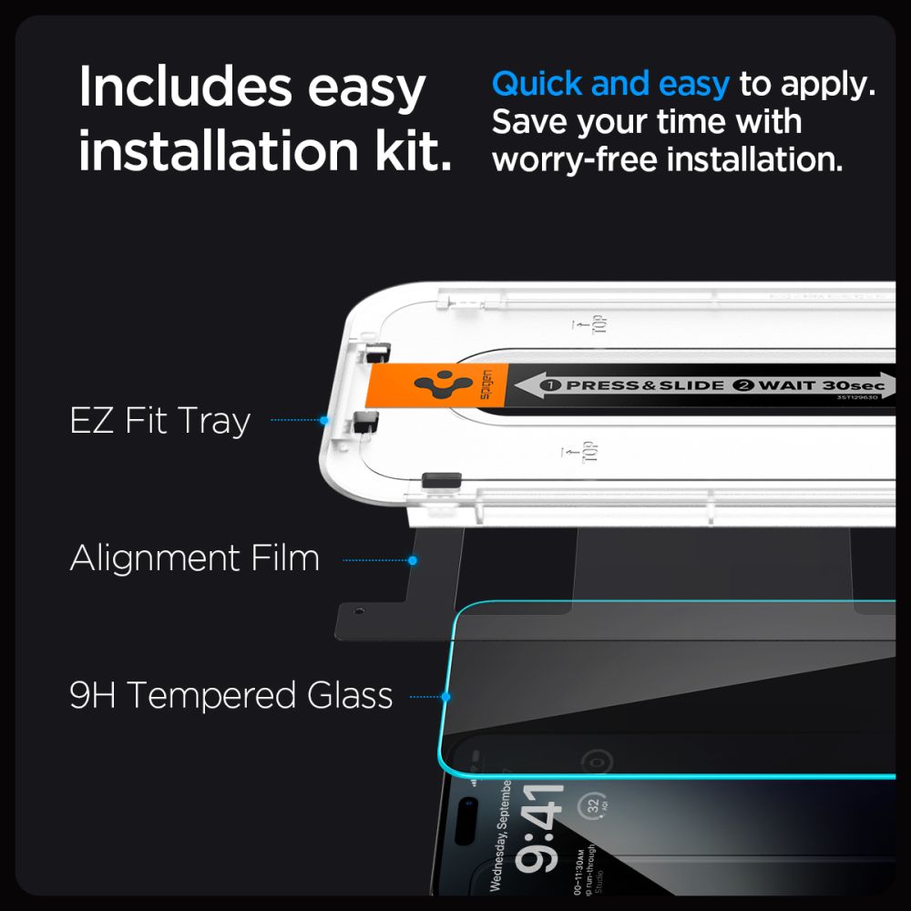 Spigen Glas.tR EZ Fit Privacy Tempered Glass for iPhone 15 / 16eng