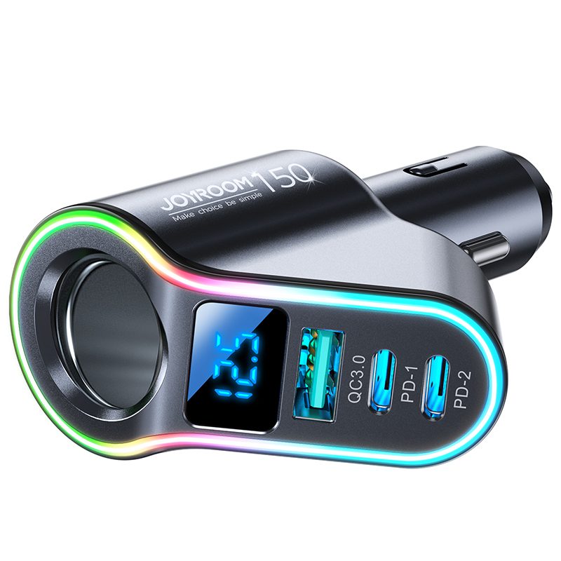 [RETURNED ITEM] Joyroom fast car charger 4in1 USB-A QC3.0 / 2xUSB-C PD 150W black (JR-CL21)eng