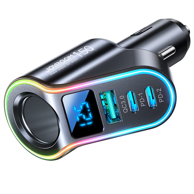 [RETURNED ITEM] Joyroom fast car charger 4in1 USB-A QC3.0 / 2xUSB-C PD 150W black (JR-CL21)eng