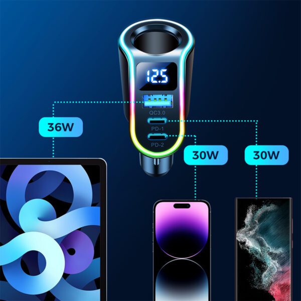 [RETURNED ITEM] Joyroom fast car charger 4in1 USB-A QC3.0 / 2xUSB-C PD 150W black (JR-CL21)eng