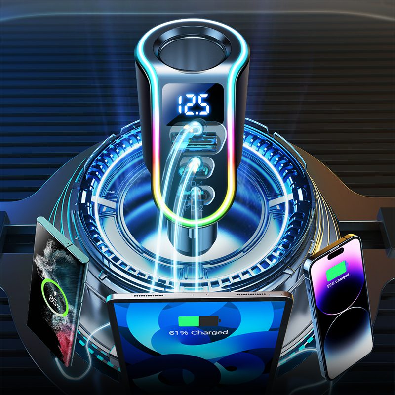 [RETURNED ITEM] Joyroom fast car charger 4in1 USB-A QC3.0 / 2xUSB-C PD 150W black (JR-CL21)eng