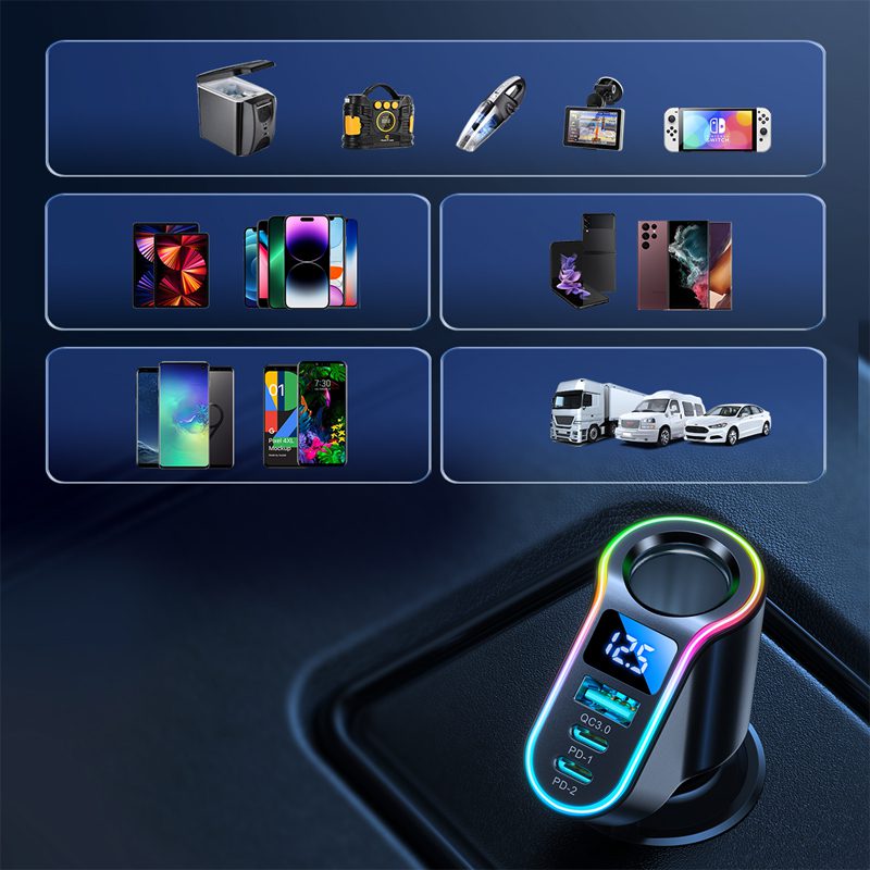 [RETURNED ITEM] Joyroom fast car charger 4in1 USB-A QC3.0 / 2xUSB-C PD 150W black (JR-CL21)eng